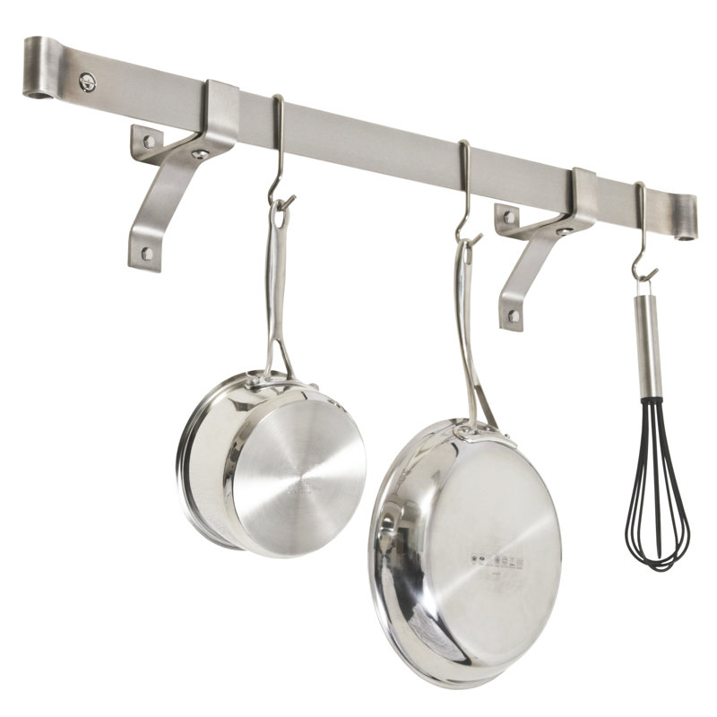 Rolled End Bar Handcrafted Wall Bracket Pot Rack, 4.75" H x 36" W x 6.25"
