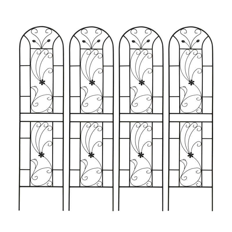 Paquet de 4 treillis de jardin en métal 86,7 "x 19,7" antirouille pour plantes grimpantes de style paon extérieur