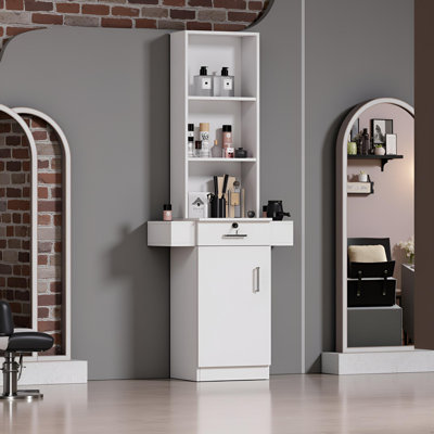 Barber Salon Work Station for Hair Stylist Home Beauty Salon Equipment Barber Supplies Organizer Cabinet 70 Inch Barbershop Furniture