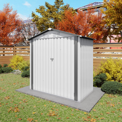 6x3.5ft Metal Storage Shed, And Low - Maintenance, With Lockable Door For Sundries Storage, White Gray Appearance Tool Shed Clear Window Ventilation Holes, Efficient Garden Tools, Color, Simple