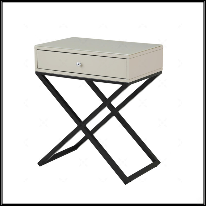 Table de chevet avec plateau en verre Taupe, Taupe