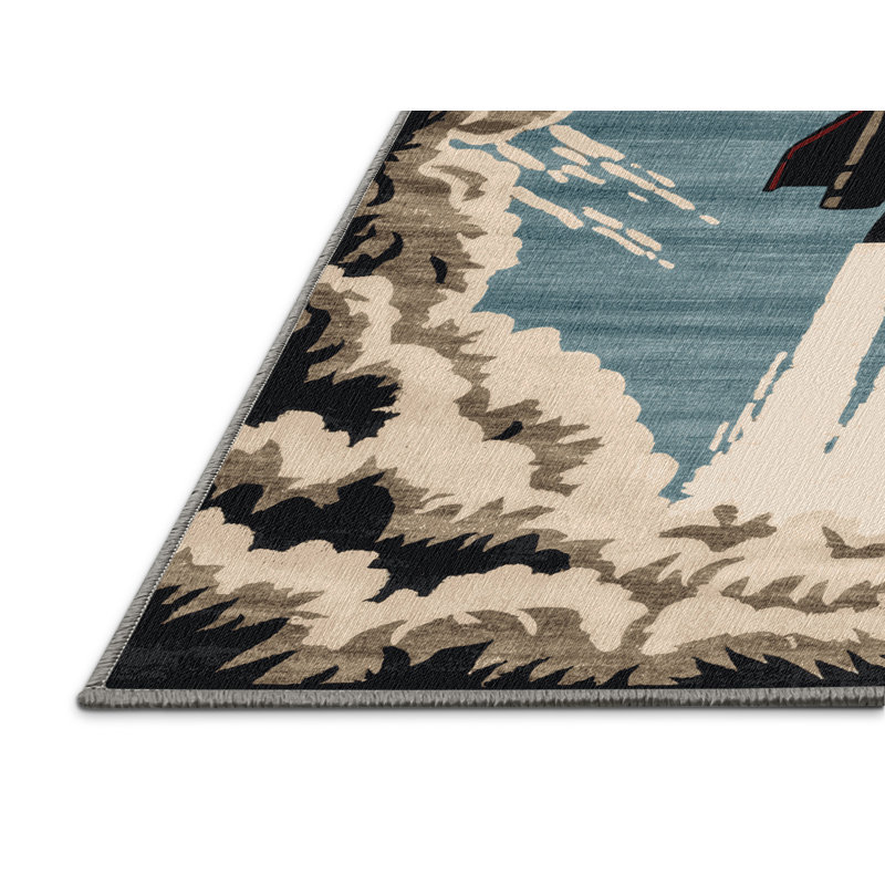 Tapis gris lavable à la machine, Rond 4 pi
