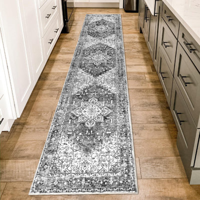 Vintage Hallway Runner Rug, Non-Slip Boho Vintage Washable Kitchen Rug for Bedroom, Kitchen, Laundry, Entrance