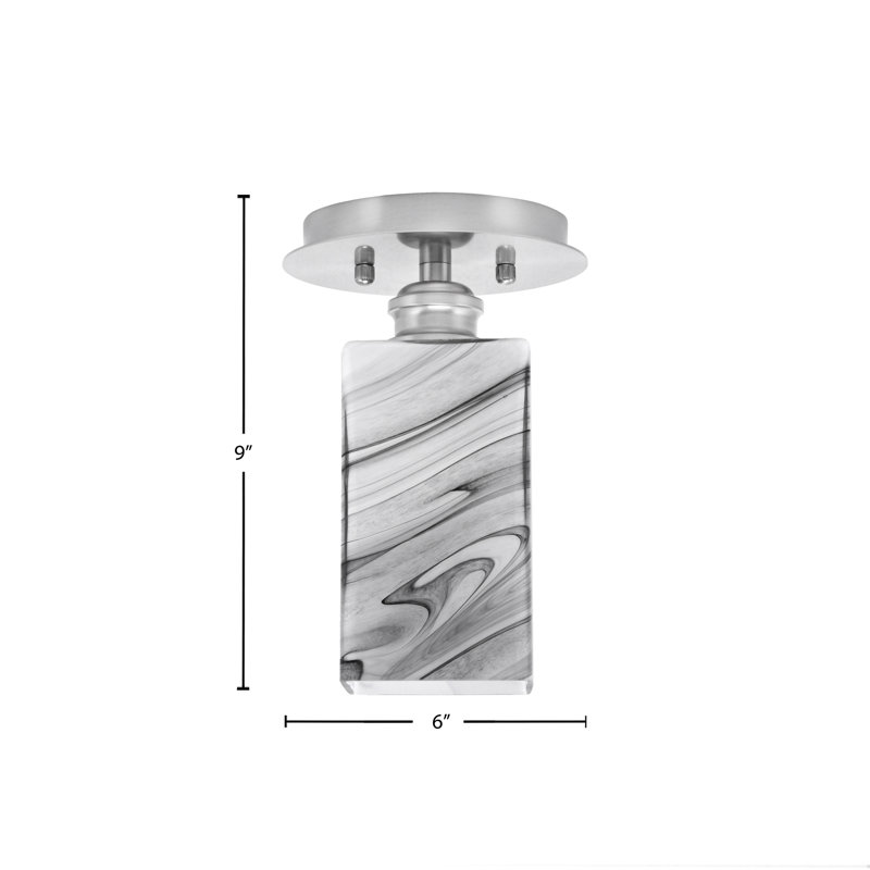 Verre semi-encastré carré avec onyx 3,5 "Edge 1 lumière Edge, Nickel brossé