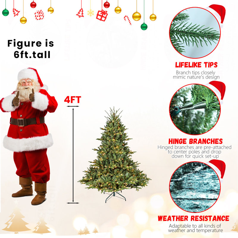 Arbre de Noël 7 pi avec 750 lumières UL - branches mixtes PE / PVC, 2257 pointes, base large pour les espaces spacieux, structure à charnières, support en métal stable