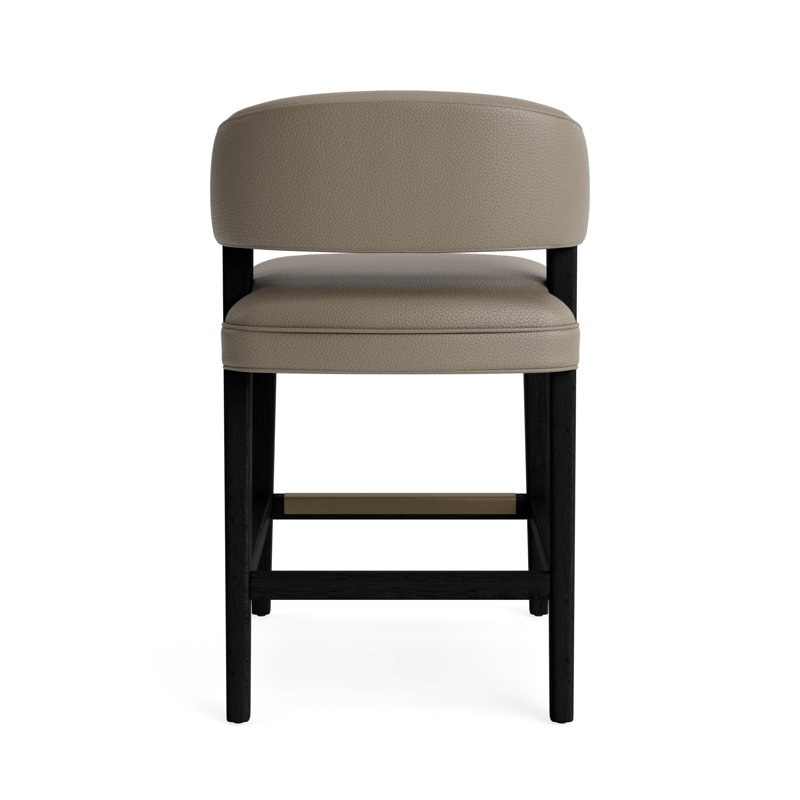 Keane Leather Bar Stool, Black, Greenwich Performance Leather - Pewter, Counter Stool (25” Seat Height)