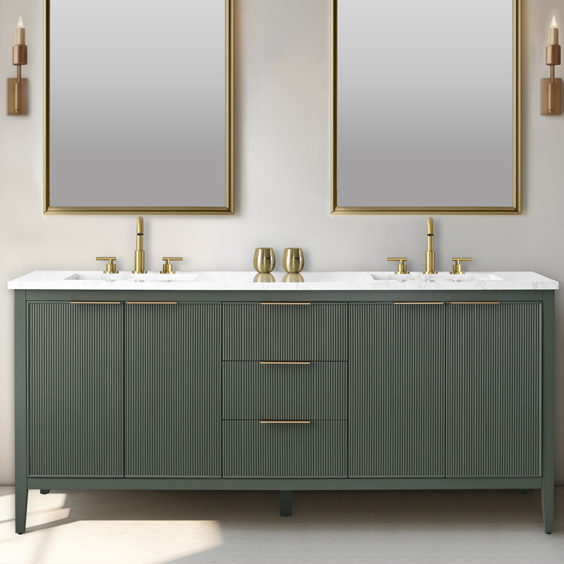 Bilroy 72" Double Vanity, Vintage Green/Brushed Bronze