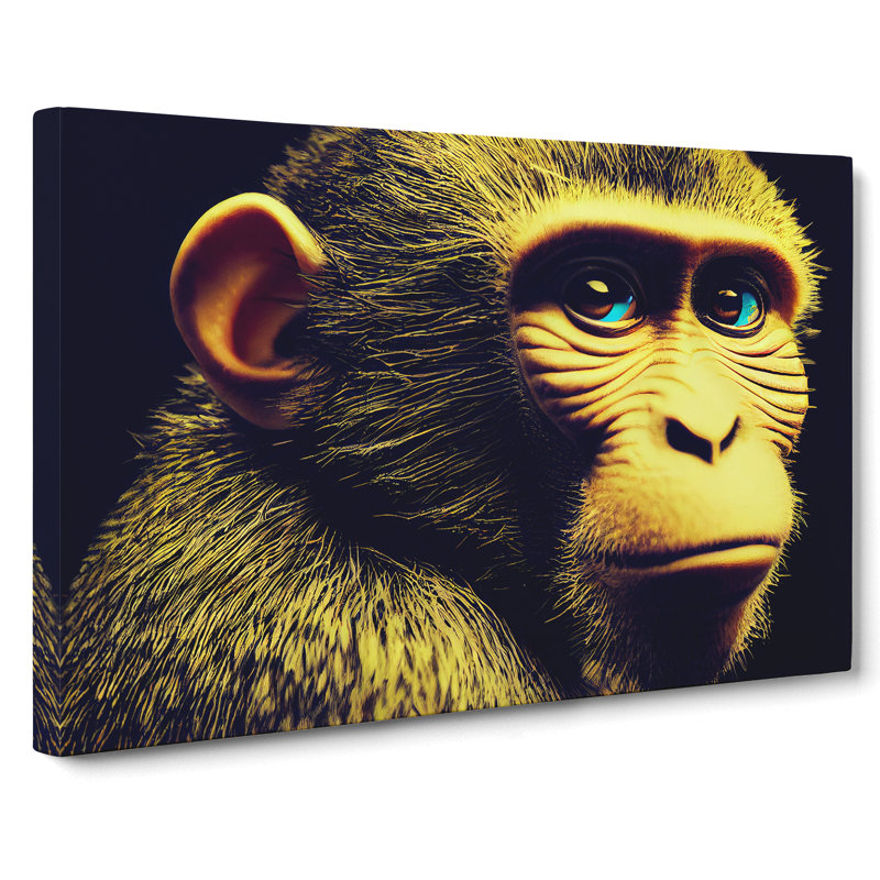 Monkey Portrait - Wrapped Canvas, 35cm H x 50cm W x 3cm D
