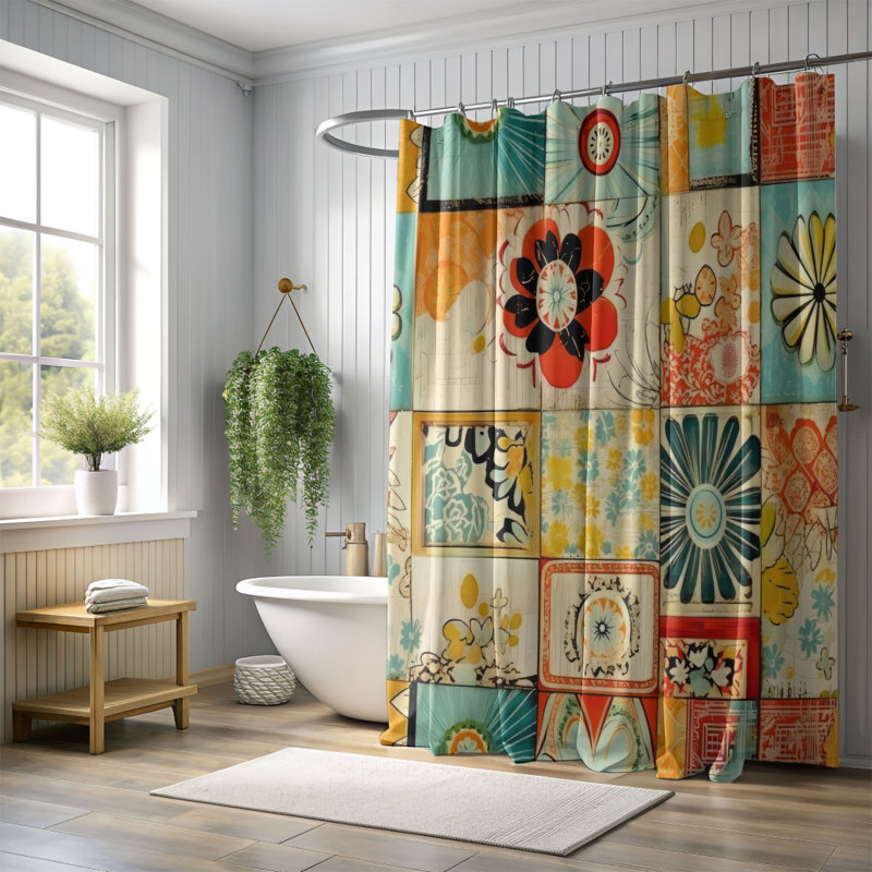 Rideau de douche Classic Flower - Premium, H 74 po x l 71 po