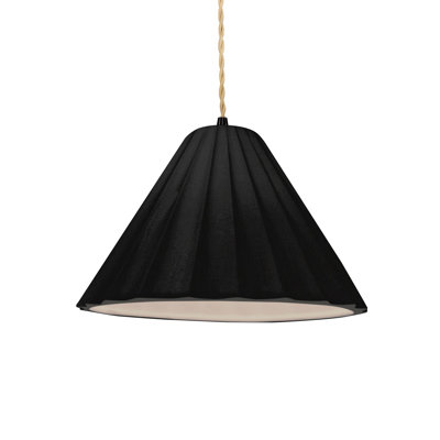 Radiance - luminaire suspendu 1 lumière cannelé - noir brillant avec intérieur blanc mat - noir mat - l 10,75 po x H 7 po - DEL dédiée - cordon torsadé beige