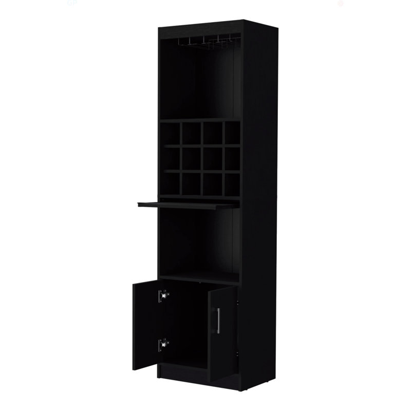 Bar avec rangement pour bouteilles de vin, Noir