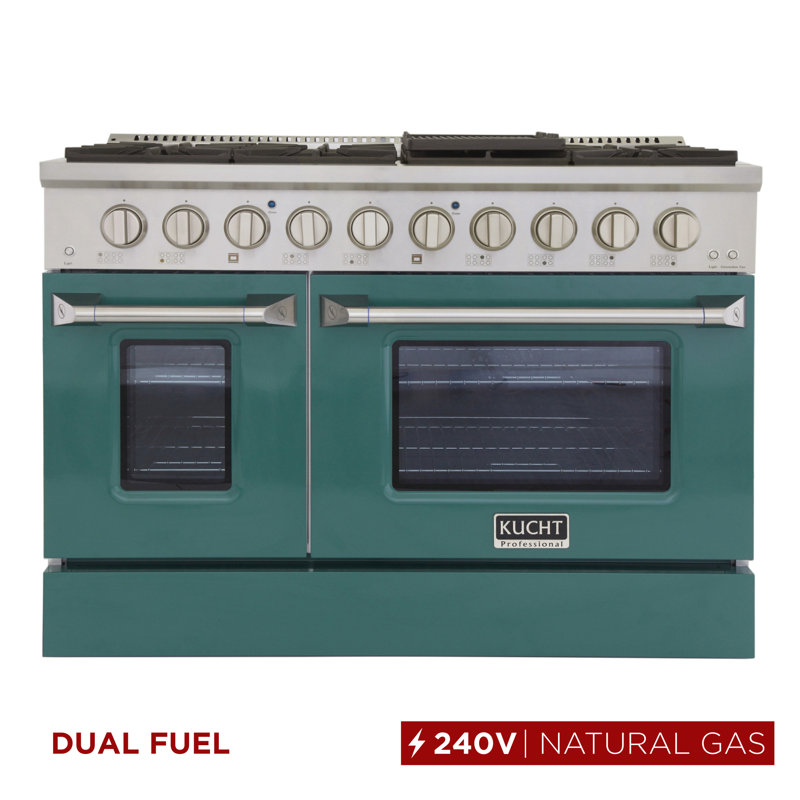 Kucht 48'' W Dual Fuel Range, Green, Natural Gas