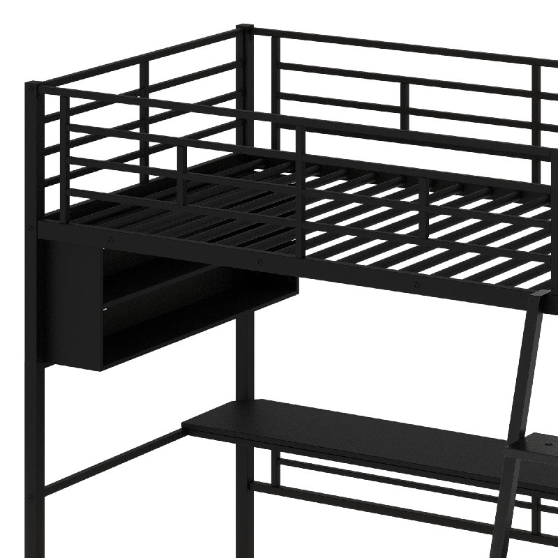 Metal Loft Bed With LED