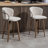 Set of 2 Bette Beige Washed Woven Fabric Swivel Counter Stool with Wood Legs and Copper Iron Arms-743260376