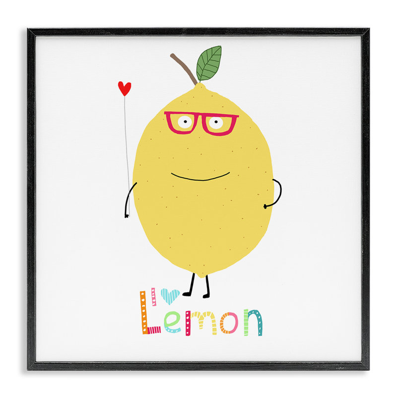 Art amusant, giclée encadrée de citron par Carla Daly, H 12 po x l 12 po, Giclée encadrée noir minuit