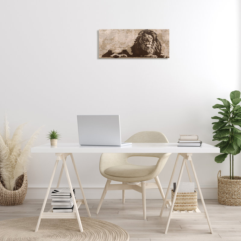 Impression sur toile «Rustic Impression Lion» par Andrew Cooper, H 10 po x l 24 po