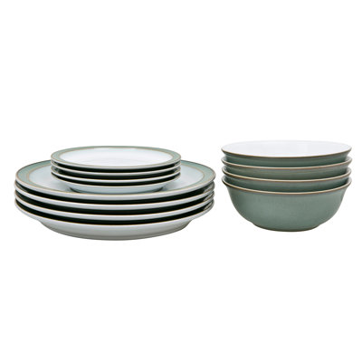 Denby Regency Green 12 Piece Dinnerware Set, Service for 4