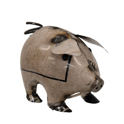 Small White Recycled Metal Pig