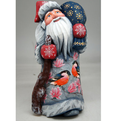 Chef de père noël peint à la main en bois robbin
