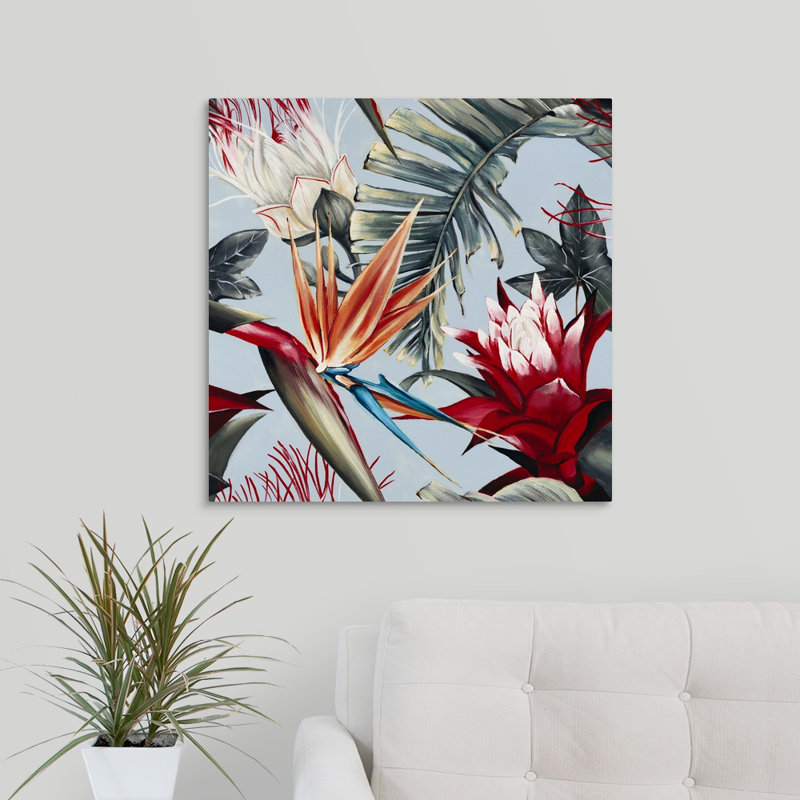 « tropical bliss », peinture sur toile, Toile tendue, H 24 po x l 24 po x p 1,25 po