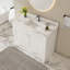 Ensemble de meuble-lavabo moderne 43 po avec plateau en pierre de Carrare blanc fritté, armoire de salle de bain multifonctionnelle avec portes et tiroir, structure solide et panneau de fibres à densité moyenne (trou de robinet simple)-951525163