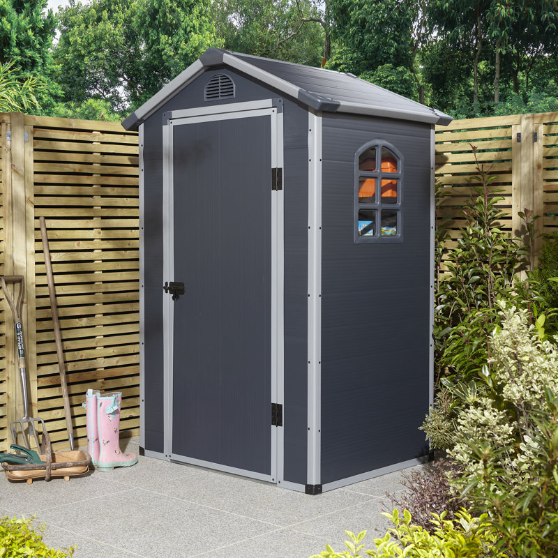 Rowlinson Airevale 4x3 Plastic Apex Shed with Assembly, Dark Grey