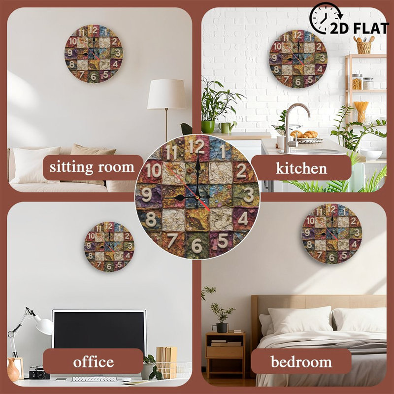 Multicolor Textured Clock With Numbers