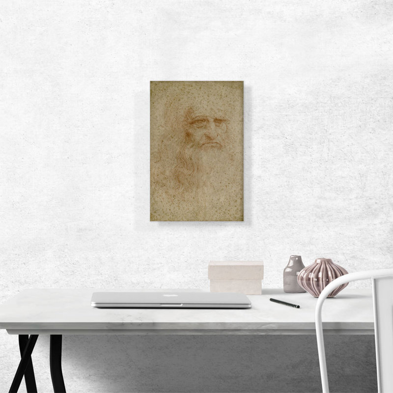 Autoportrait de Léonard de Vinci 1512 - reproduction, H 18 po x l 12 po x P 0,75 po