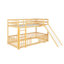 Lit simple superposé au-dessus du plancher avec garde-corps et caractéristiques - Fabrication en bois de pin massif-795356487