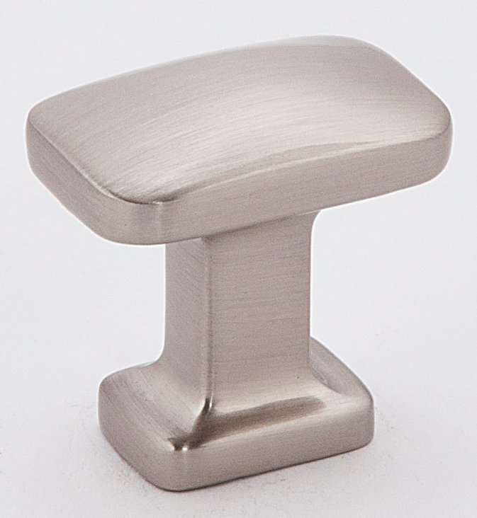 Satin Nickel Rectangular Cabinet Knob with Mounting Hardware