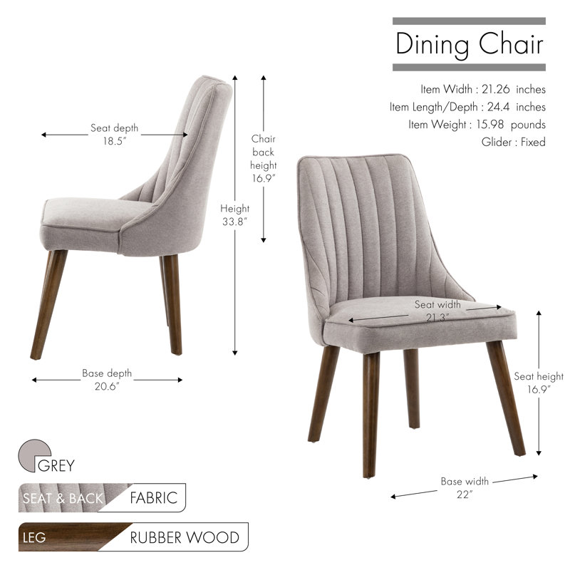16.9 " H Tufted Upholstered Side Chair, Gray