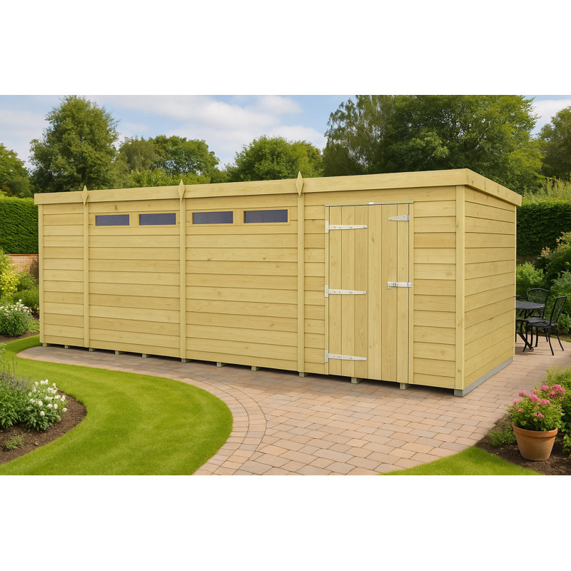 14ft x 4ft Pent Security Shed - Single Door