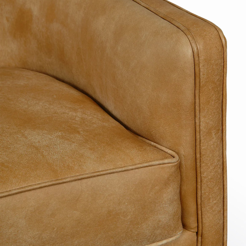 Fauteuil pivotant en cuir Marietta, Cuir véritable lever de soleil aztèque Stallone