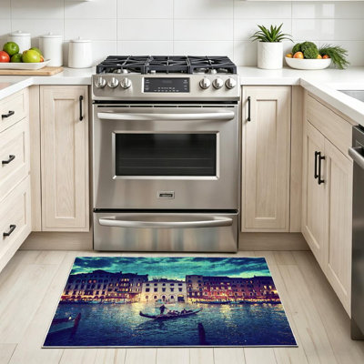 Tapis d'intérieur bleu lavable à la machine bleu Grand Canal