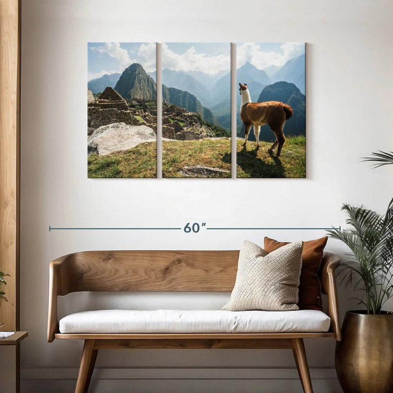 Brampt Llama And Machu Picchu, 28" H x 45" W
