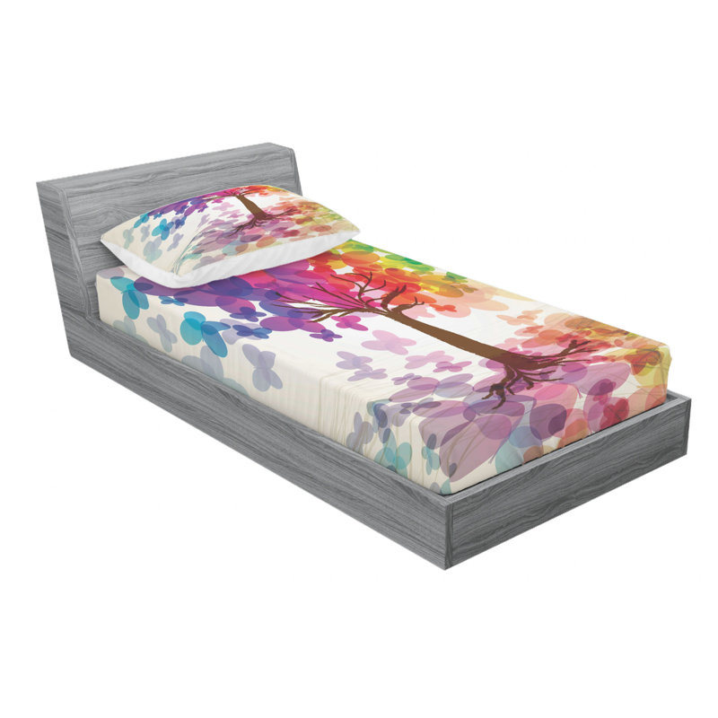 Microfiber Geometric Sheet Set, Twin Sheet Set with Fitted Sheet