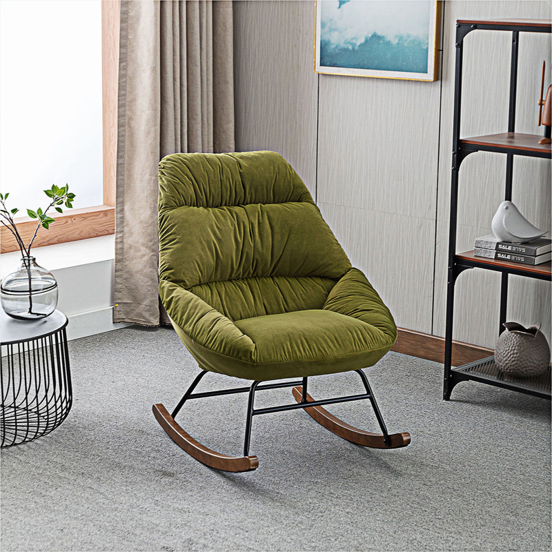 Chaise berçante Ireri, Velours vert olive