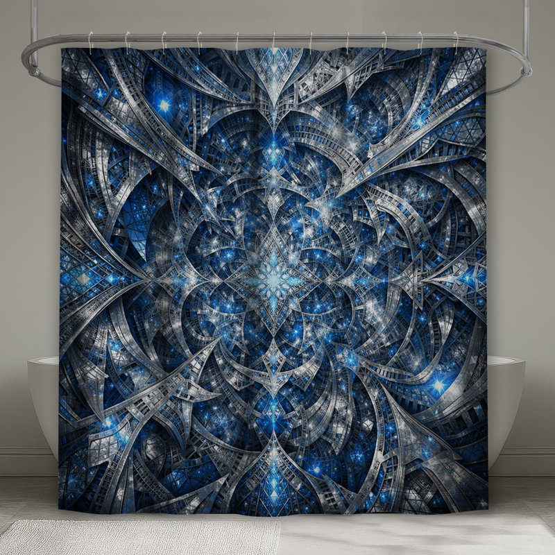 Rideaux de douche Intricate Blue Fractal Art, 70in W x 72in H