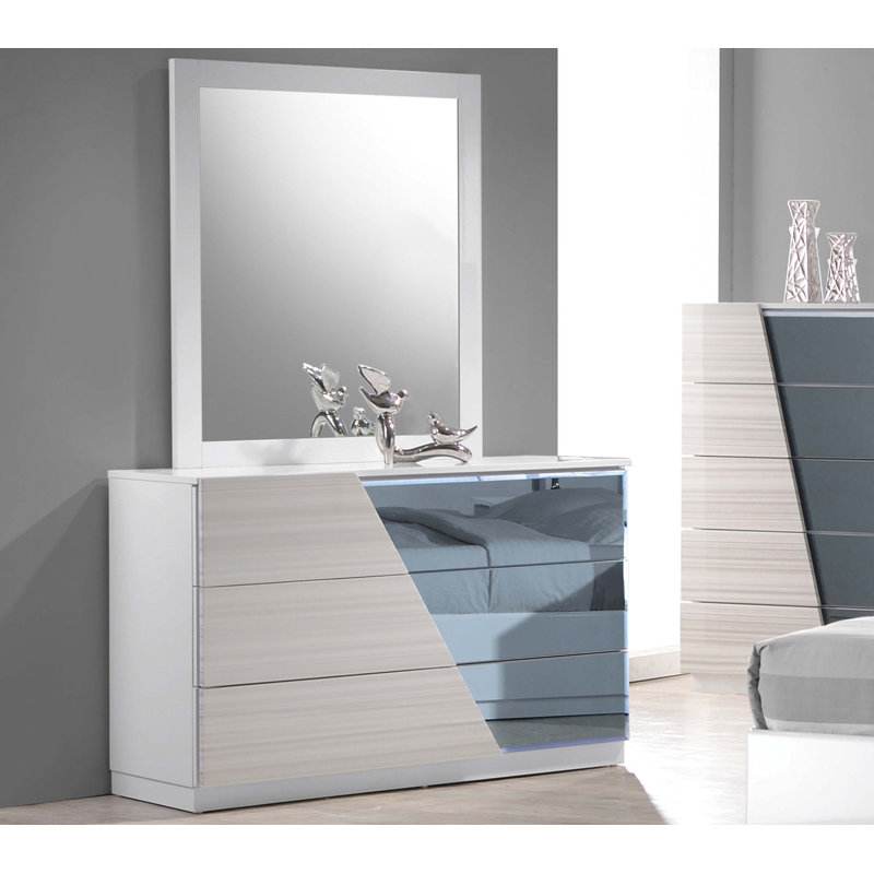 Ensemble de commode 3 tiroirs avec miroir Rochdale 