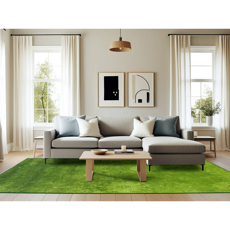 Tapis vert de style oriental, Rectangle 6 pi x 9 pi