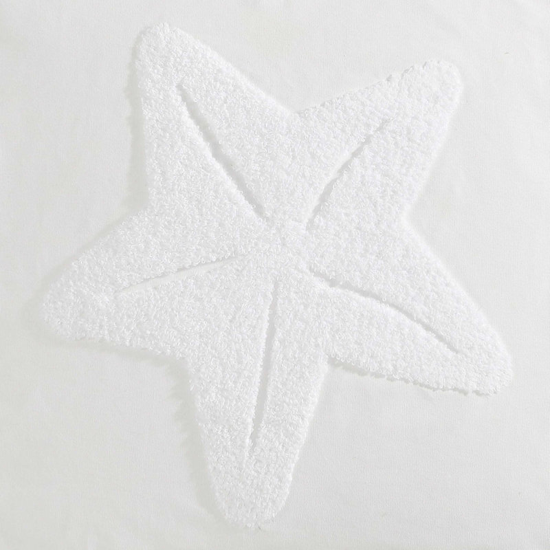 Nautica Starfish Loop Embroidery White Cotton Throw Pillow, Starfish Loop Embroidery White
