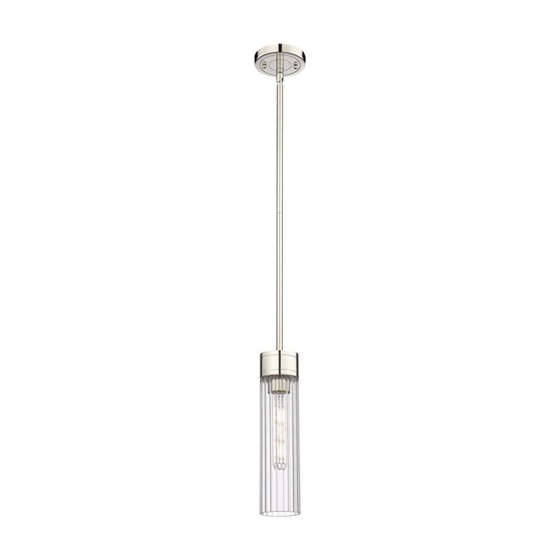 Luminaire suspendu 8 lumières Empire, Transparent, H 12,75 po x l 3,13 po x P 3,13 po, Nickel poli