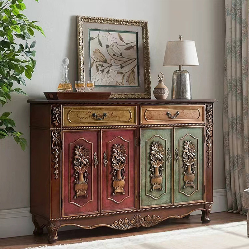 American Vintage Shoe Cabinet Side Cabinet 28 Pair Shoe Storage Cabinet
