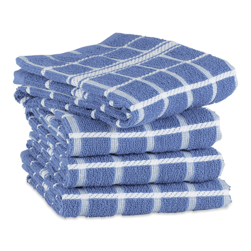 Cotton Waffle Tea Towel Kitchen Towel, Stonewash Blue