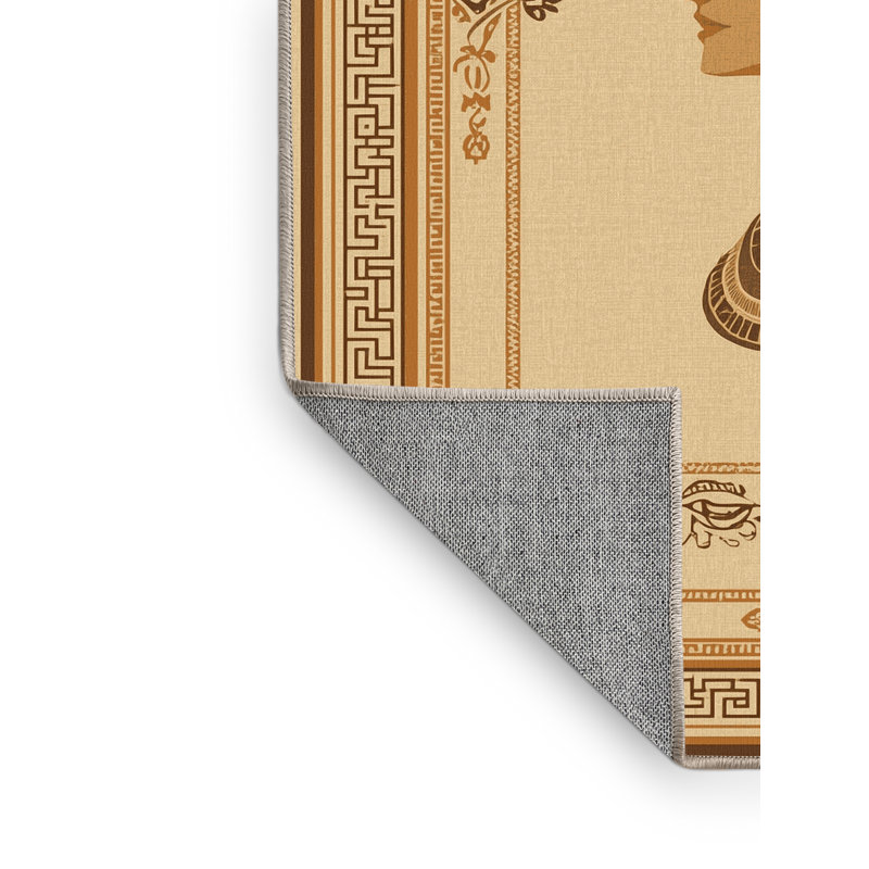Tapis oriental Darwin traditionnel lavable à la machine en brun - reliure beige, 4 x 6
