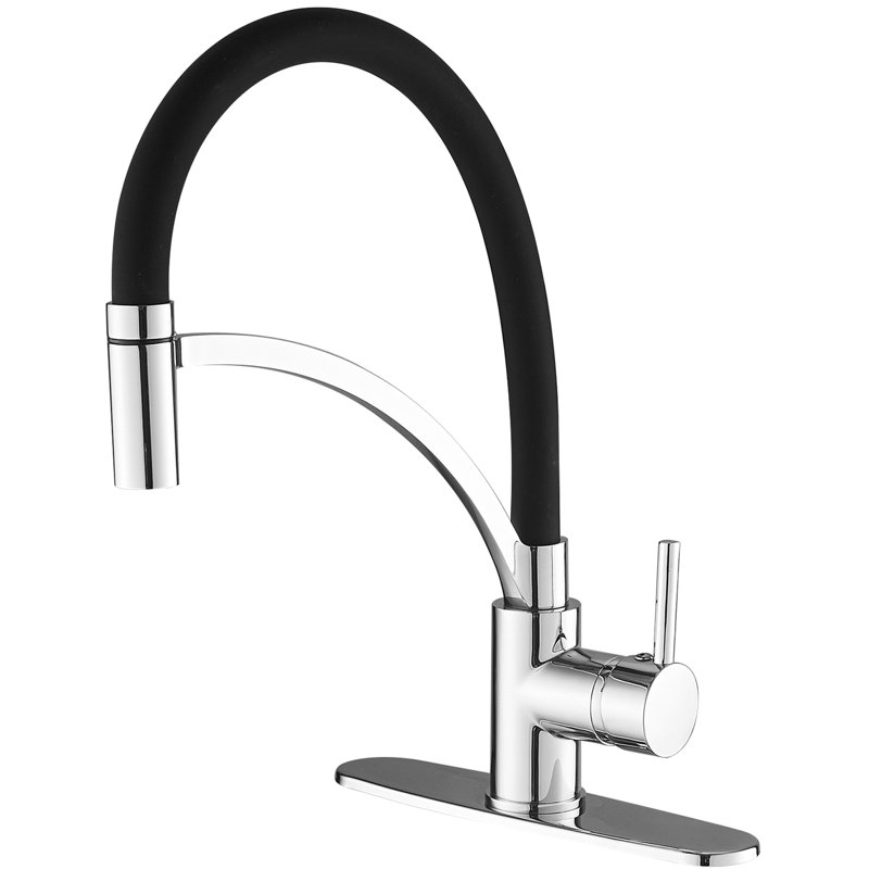 Pull Down Single Handle Kitchen Faucet with Accessories, Polished Chrome