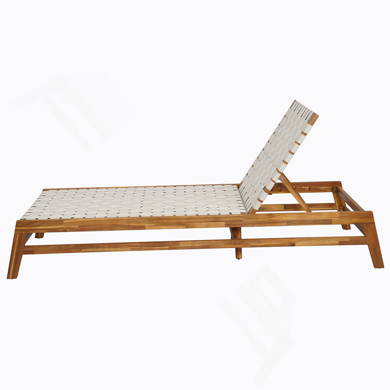 Outdoor Rope Chaise Lounge, White/Teak