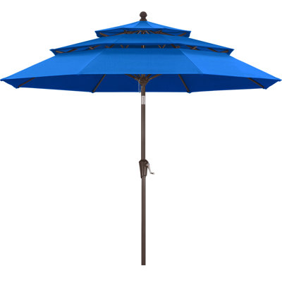 9’ 3-Tier Olefin Market Umbrella with Tilt and Crank Lift