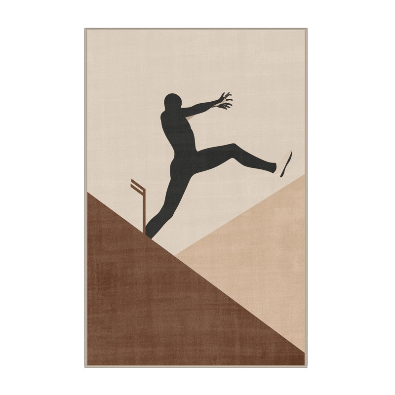 Machine Washable Aust High Jump Minimalist Rug in Beige – Beige Binding, 8x10