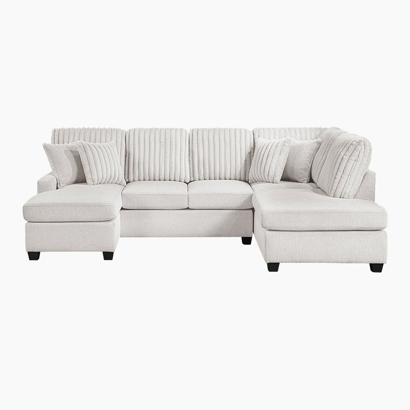 Metallo 117" Modern & Contemporary 2-Piece Sectional Sofa - Featuring Chenille & Corduroy Fabrics, Four Matching Pillows and Reversible Back and Seat Cushions